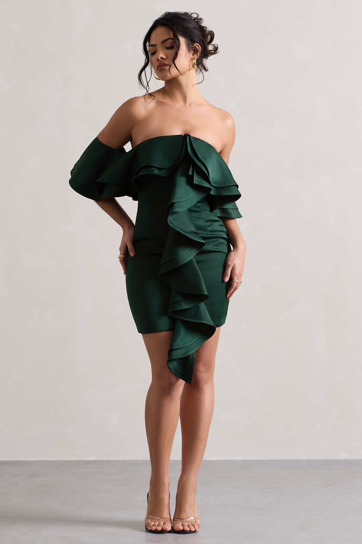 WB_CL128857047-AspenBottleGreenBardotMiniDressWithRuffles2