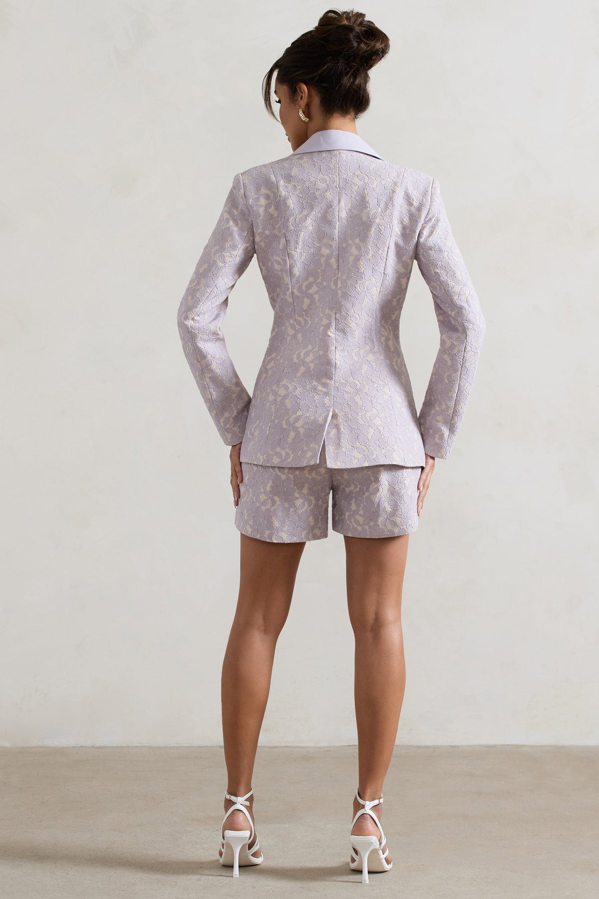 Florenza | Mauve Lace High-Waist Tailored Shorts - Club L 