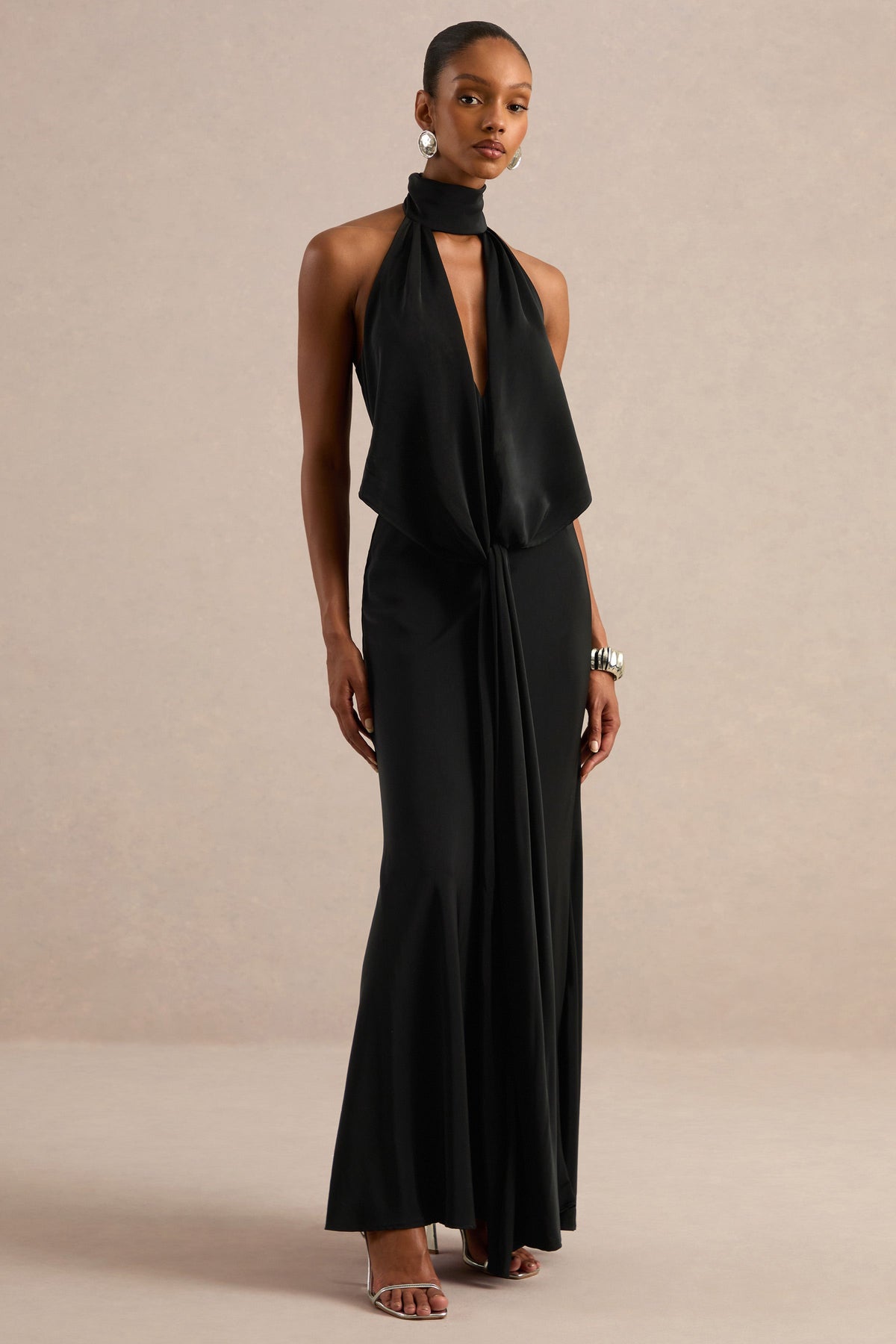 ECM_HR_CL137717001 - Canella | Black Satin Halter-Neck Maxi Dress With Sash-Detail2.jpg