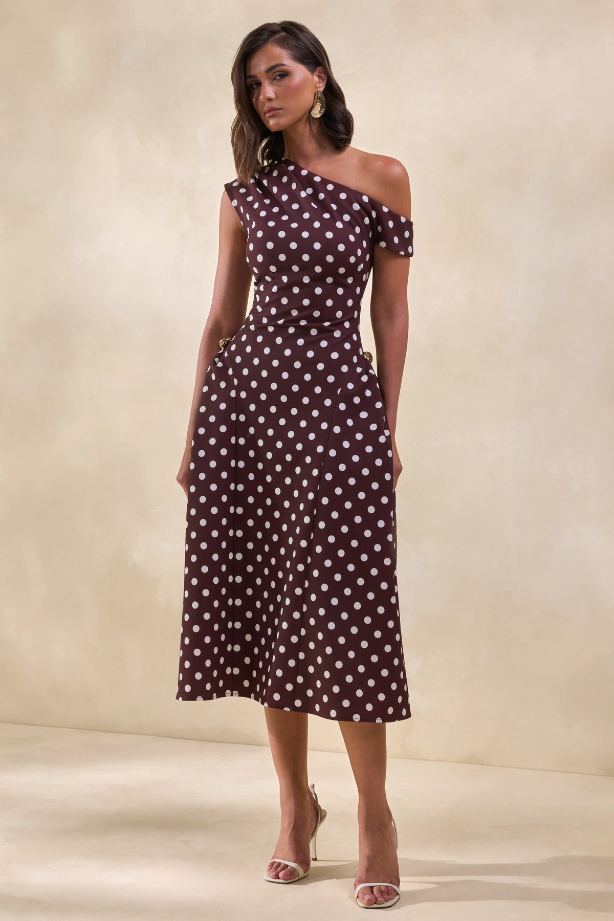 CL13786302106_ECM_HR_CL137863021_-_Celosia___Brown_Polka-Dot_Asymmetric-Neck_Midi_Dress_With_Gold-Detailing0