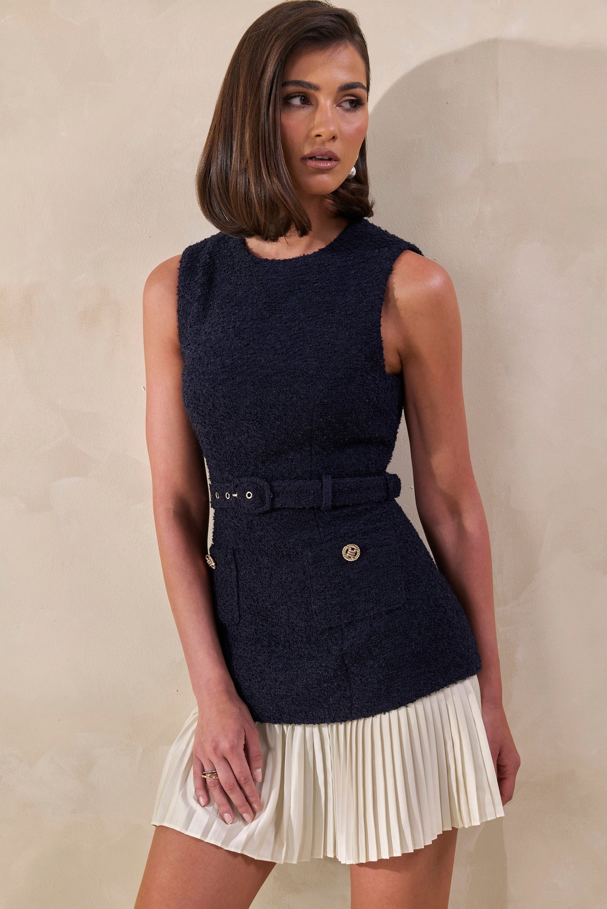 CL13790801006_ECM_HR_CL137908010_-_Anise_Navy_Crew-Neck_Belted_Mini-Dress_With_White_Pleated-Hem_13