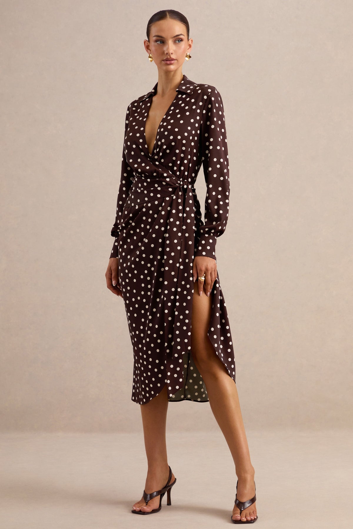 ECM_HR_CL137938031 - Amarosia _ Brown Polka-Dot Wrap Shirt Midi-Dress 1.jpg