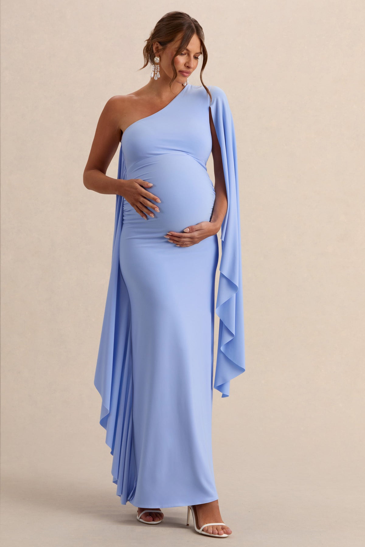 ECM_HR_CL138191013  - Shanae Light Blue Asymmetric-Neck Maternity Maxi Dress With Cape Sleeve And Gathered Detailing 0.jpg