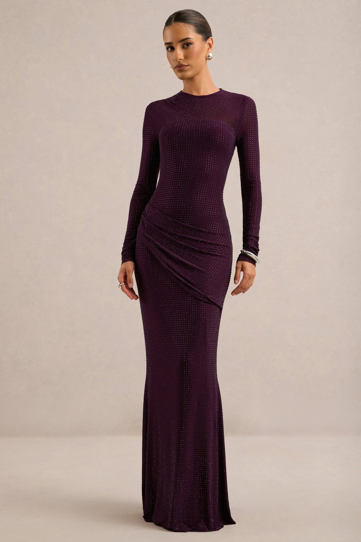 ECM_HR_CL138340092 - Alvena _ Purple Hotfix High-Neck Maxi Dress With Gathered Detailing4.jpg
