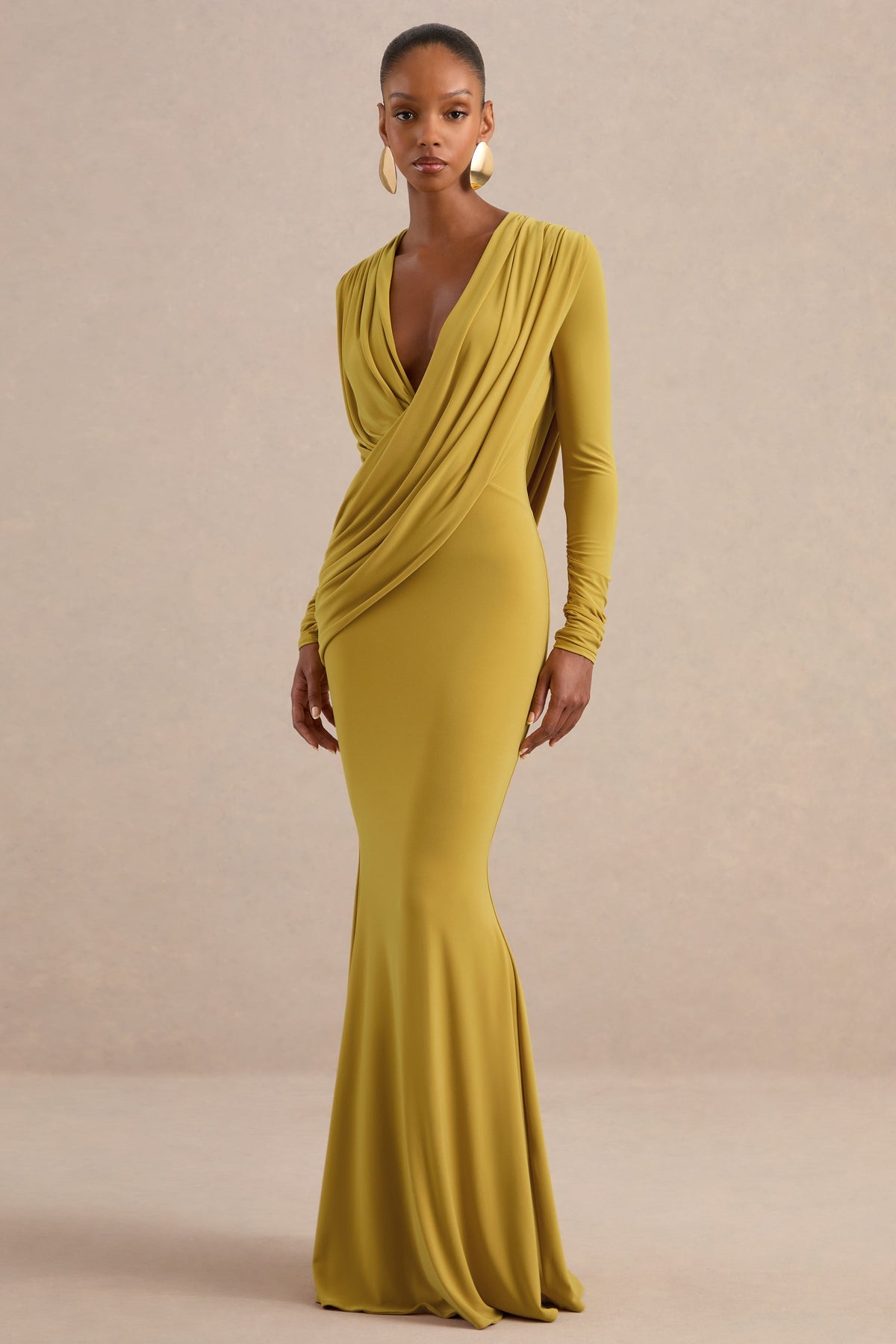 ECM_HR_CL138709122 - Azmina Mustard V-Neck Maxi Dress With Draped Detailing3.jpg