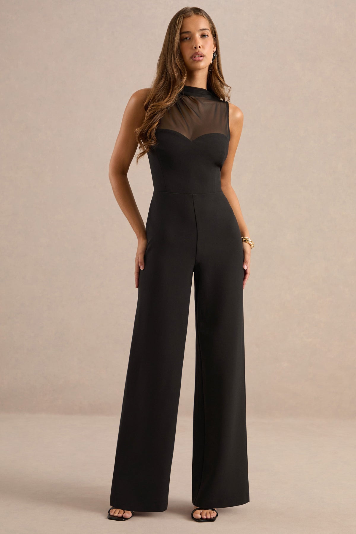 ECM_HR_CL138791001 -Neriah Black High-Neck Jumpsuit With Sheer Detail And Draped Detailing0.jpg