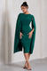 Marysol | Smaragdgrünes Midikleid mit asymmetrischen Cape-Ärmeln